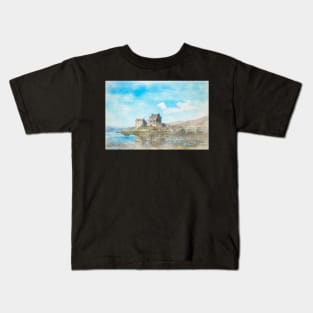 Eilean Donan Castle Watercolour Kids T-Shirt